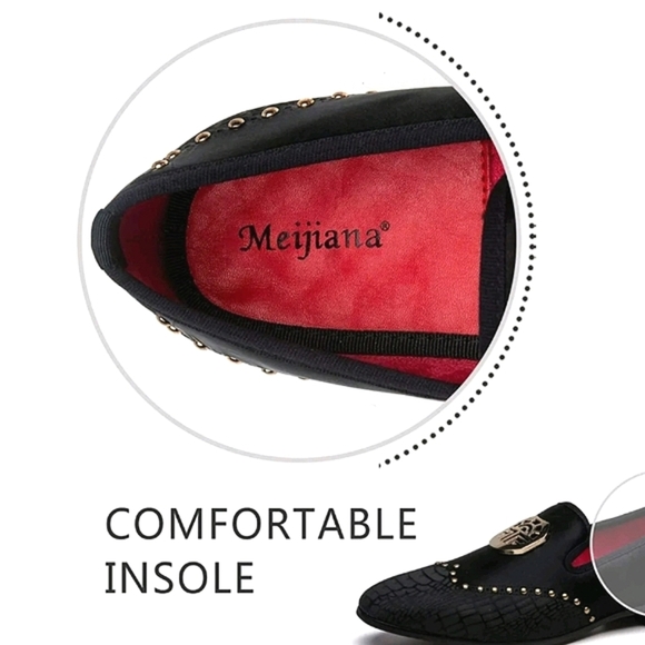 MEIJIANA Men's Vintage Leather Embroidery Noble Loafer Shoes Slip-on Siz… - Picture 4 of 13